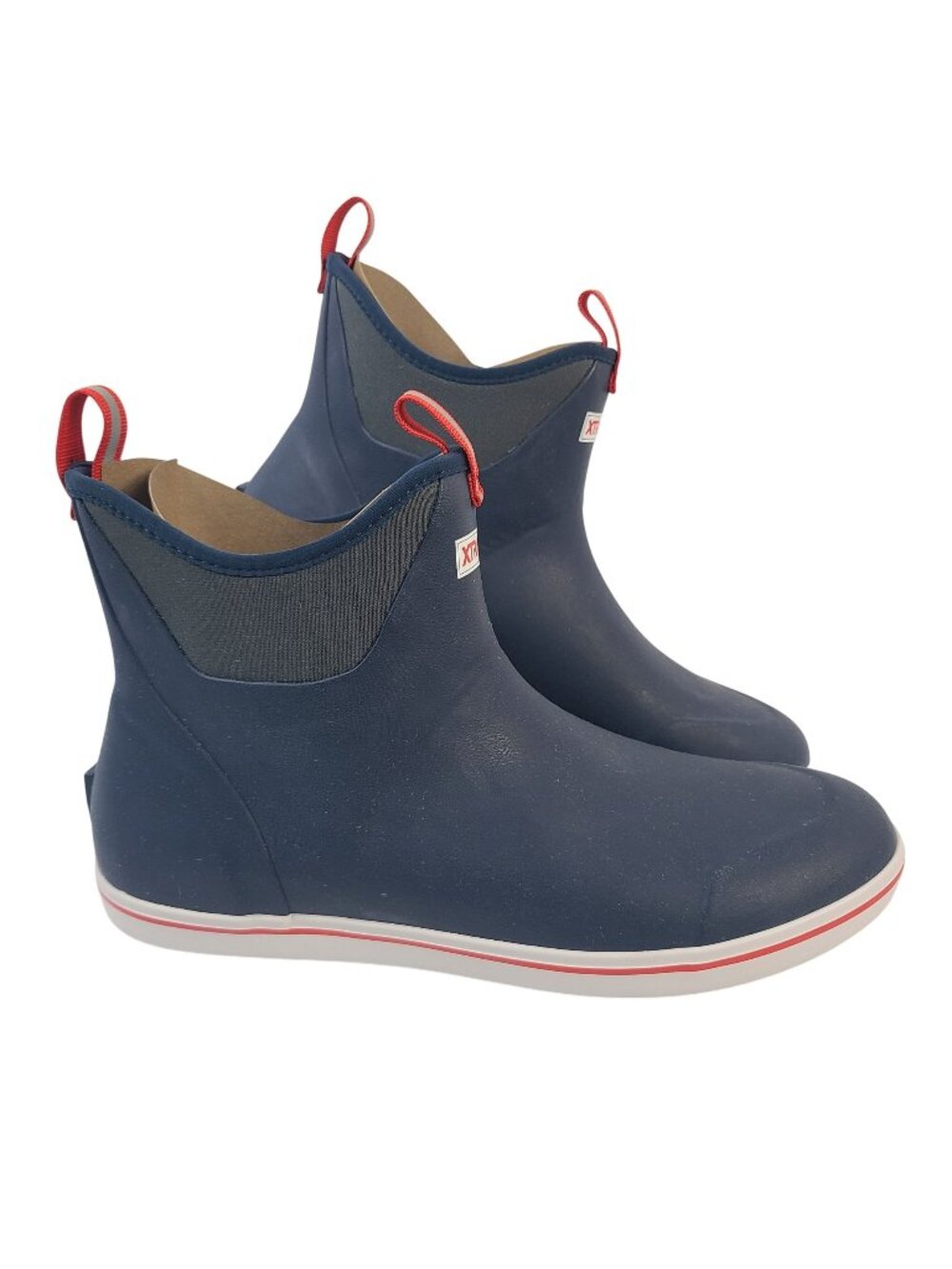 NEW Xtratuf Men's Ankle Deck Boots M14 Navy & Red 100% Waterproof Slip-Resistant